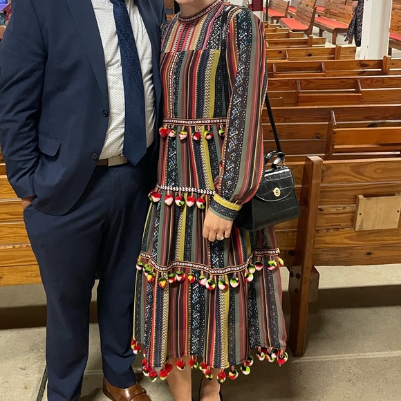 Colorful Layered Pom Pom Dress - Picture 9 of 9